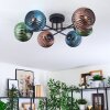 Koyoto ceiling light, globe light 59 cm blue, green, coppery, 6-light sources