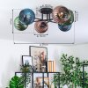 Koyoto ceiling light, globe light 59 cm blue, green, coppery, 6-light sources