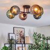 Koyoto ceiling light, globe light 59 cm blue, green, coppery, 6-light sources
