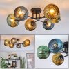 Koyoto ceiling light, globe light 59 cm blue, gold, green, 6-light sources