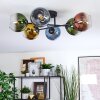 Koyoto ceiling light, globe light 59 cm blue, gold, green, clear, coppery, 6-light sources