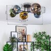Koyoto ceiling light, globe light 59 cm blue, gold, green, clear, coppery, 6-light sources