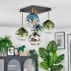 Gastor ceiling light, globe light gold, black, 5-light sources