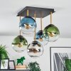 Gastor ceiling light, globe light gold, black, 5-light sources