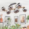 Koyoto ceiling light, globe light gold, black, 10-light sources