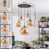 Ripoll hanging light, globe light, pendant light Amber, 5-light sources