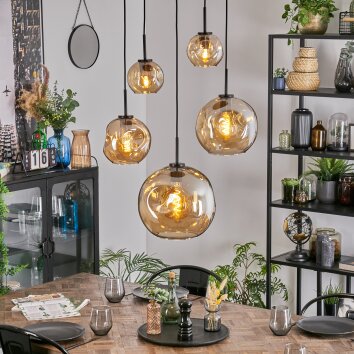 Ripoll hanging light, globe light, pendant light Amber, 5-light sources