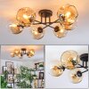 Ripoll ceiling light, globe light Amber, clear, 6-light sources