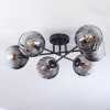 Koyoto ceiling light, globe light 59 cm clear, Smoke-coloured, 6-light sources