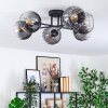 Koyoto ceiling light, globe light 59 cm clear, Smoke-coloured, 6-light sources