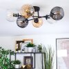 Koyoto ceiling light, globe light 59 cm Amber, clear, Smoke-coloured, 6-light sources