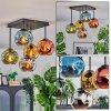 Ripoll ceiling light, globe light blue, chrome, gold, green, coppery, Smoke-coloured, 5-light sources
