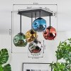 Ripoll ceiling light, globe light blue, chrome, gold, green, coppery, Smoke-coloured, 5-light sources