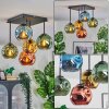 Ripoll ceiling light, globe light blue, gold, green, coppery, 5-light sources