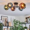 Ripoll ceiling light, globe light blue, green, coppery, 6-light sources