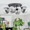 Chehalis ceiling light, globe light clear, Smoke-coloured, 4-light sources