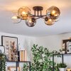 Ripoll ceiling light, globe light Amber, clear, Smoke-coloured, 6-light sources
