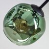 Ripoll ceiling light, globe light blue, chrome, gold, green, Smoke-coloured, 6-light sources