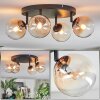 Chehalis ceiling light, globe light Amber, clear, 4-light sources
