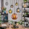 Ripoll hanging light, globe light, pendant light blue, green, coppery, 5-light sources