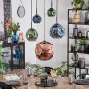 Ripoll hanging light, globe light, pendant light blue, green, coppery, 5-light sources