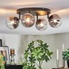 Chehalis ceiling light, globe light clear, Smoke-coloured, 4-light sources