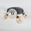Chehalis ceiling light, globe light Amber, clear, 4-light sources