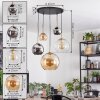 Koyoto hanging light, globe light, pendant light gold, black, 5-light sources