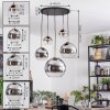 Koyoto hanging light, globe light, pendant light gold, black, 5-light sources