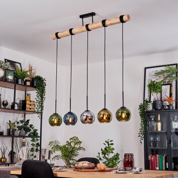 Koyoto hanging light, globe light, pendant light Ecru, black, 5-light sources