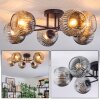 Ripoll ceiling light, globe light chrome, clear, Smoke-coloured, 6-light sources