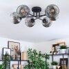 Ripoll ceiling light, globe light chrome, clear, Smoke-coloured, 6-light sources