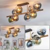 Gastor ceiling light, globe light gold, black, 8-light sources