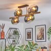 Gastor ceiling light, globe light gold, black, 8-light sources