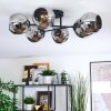 Ripoll ceiling light, globe light chrome, Smoke-coloured, 6-light sources