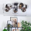 Ripoll ceiling light, globe light chrome, Smoke-coloured, 6-light sources