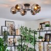 Ripoll ceiling light, globe light chrome, Smoke-coloured, 6-light sources