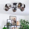 Ripoll ceiling light, globe light chrome, Smoke-coloured, 6-light sources