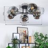 Ripoll ceiling light, globe light chrome, clear, Smoke-coloured, 6-light sources