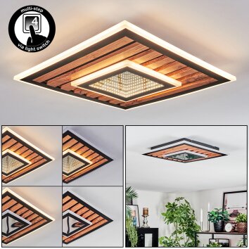 Meron ceiling light LED Wood like finish, black, 1-light source