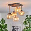 Koyoto ceiling light, globe light gold, black, 5-light sources
