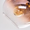 Koyoto ceiling light, globe light chrome, clear, coppery, Smoke-coloured, 3-light sources