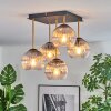 Ripoll ceiling light, globe light gold, black, 5-light sources