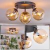 Koyoto ceiling light, globe light Amber, 3-light sources