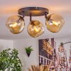 Koyoto ceiling light, globe light Amber, 3-light sources