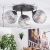 Koyoto ceiling light, globe light clear, Smoke-coloured, 3-light sources