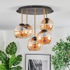 Koyoto ceiling light, globe light brass, black, 5-light sources