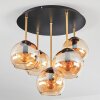 Koyoto ceiling light, globe light brass, black, 5-light sources