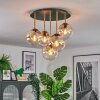 Gastor ceiling light, globe light brass, black, 5-light sources