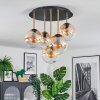 Gastor ceiling light, globe light brass, black, 5-light sources